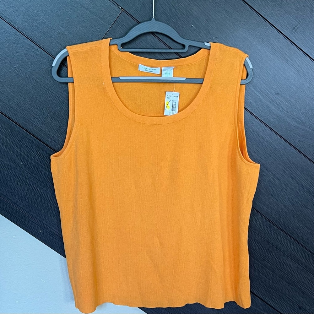 Laura‎ Ashley 2X NWT Deadstock Vibrant Orange Tank Top VTG Modern Minimalist